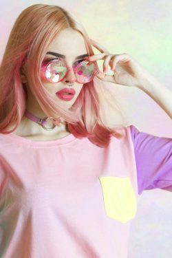 Pastel Patches T-Shirt: Y2K Fashion with Coquette & Grunge Aesthetics, Cute Tops & Cargo Skirt Vibes