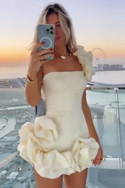 Pastel Petal Mini Dress - Y2K Fashion Coquette Aesthetic Grunge Style - Cute Tops & Cargo Skirt