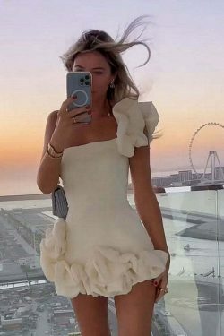 Pastel Petal Mini Dress - Y2K Fashion Coquette Aesthetic Grunge Style - Cute Tops & Cargo Skirt