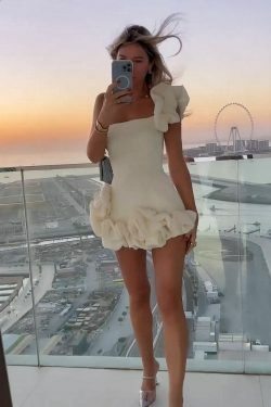 Pastel Petal Mini Dress - Y2K Fashion Coquette Aesthetic Grunge Style - Cute Tops & Cargo Skirt