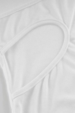 Patchwork Cutout White Long Sleeve Bodysuit - Y2K Fashion Coquette Aesthetic Grunge Style