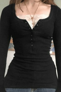 Patchwork Lace Buttoned Tee: Y2K Fashion Top with Coquette Aesthetic & Grunge Vibes