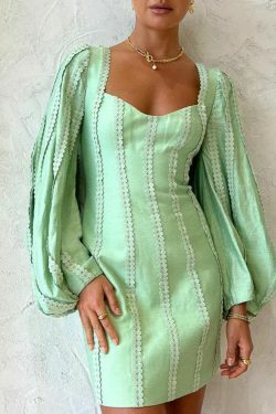 Patchwork Linen Party Dress - Y2K Fashion with Coquette & Grunge Aesthetics