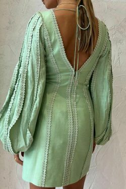 Patchwork Linen Party Dress - Y2K Fashion with Coquette & Grunge Aesthetics