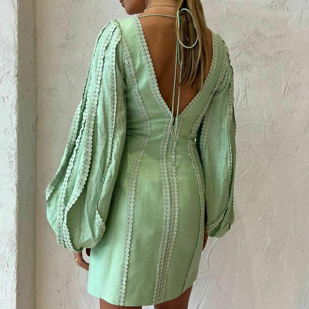 Patchwork Linen Party Dress - Y2K Fashion with Coquette & Grunge Aesthetics Patchwork Linen Party Dress - Y2K Fashion with Coquette & Grunge Aesthetics