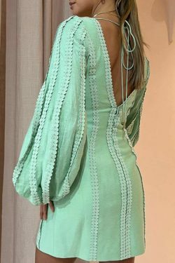 Patchwork Linen Party Dress - Y2K Fashion with Coquette & Grunge Aesthetics