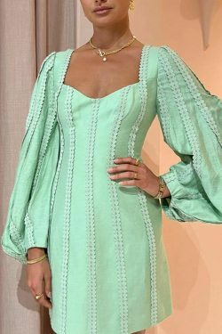 Patchwork Linen Party Dress - Y2K Fashion with Coquette & Grunge Aesthetics