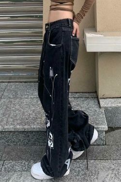 Patchwork Paisley Print Boyfriend Jeans - Y2K Fashion Statement - Coquette Aesthetic with