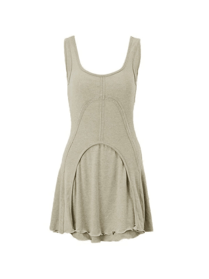 Patchwork Sleeveless Mini Dress: Y2K Fashion Statement with Coquette Aesthetic and Grunge Style Patchwork Sleeveless Mini Dress: Y2K Fashion Statement with Coquette Aesthetic and Grunge Style