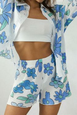 Patterned Paradise Twinset - Y2K Fashion Coquette Aesthetic Grunge Style Cute Tops Past