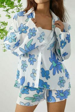 Patterned Paradise Twinset - Y2K Fashion Coquette Aesthetic Grunge Style Cute Tops Past