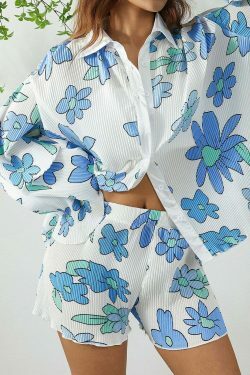 Patterned Paradise Twinset - Y2K Fashion Coquette Aesthetic Grunge Style Cute Tops Past