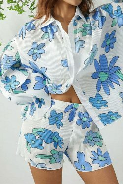 Patterned Paradise Twinset - Y2K Fashion Coquette Aesthetic Grunge Style Cute Tops Past