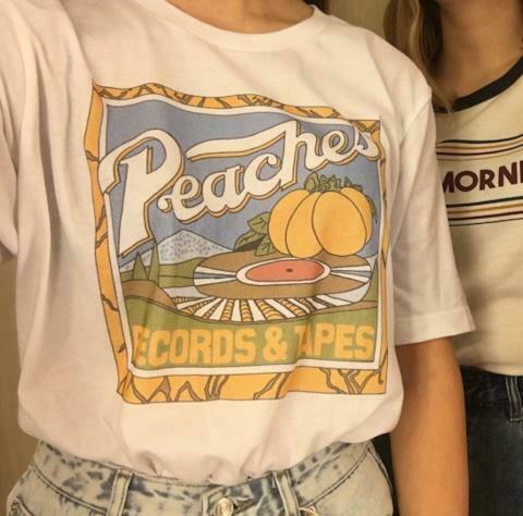Peaches Records Tapes Vintage Tee | Y2K Fashion Nostalgia for Women | Coquette & Grunge Aesthetic Peaches Records Tapes Vintage Tee | Y2K Fashion Nostalgia for Women | Coquette & Grunge Aesthetic