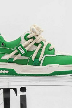 Phat Lace Sneakers - Cloud White/Black, Y2K Aesthetic Shoes for Women, Grunge Style Footwear