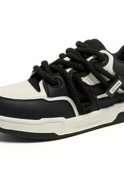 Phat Lace Sneakers - Cloud White/Black, Y2K Aesthetic Shoes for Women, Grunge Style Footwear