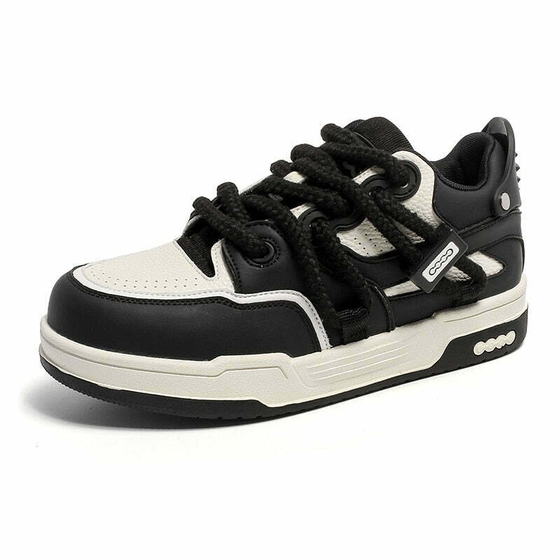 Phat Lace Sneakers - Cloud White/Black, Y2K Aesthetic Shoes for Women, Grunge Style Footwear Phat Lace Sneakers - Cloud White/Black, Y2K Aesthetic Shoes for Women, Grunge Style Footwear