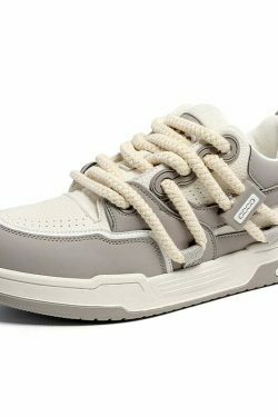 Phat Lace Sneakers - Cloud White/Fog Grey, Y2K Aesthetic Shoes for Women, Coquette Style Fashion