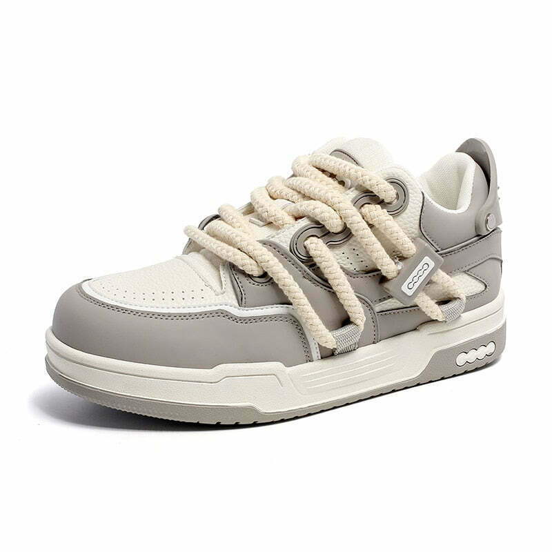 Phat Lace Sneakers - Cloud White/Fog Grey, Y2K Aesthetic Shoes for Women, Coquette Style Fashion Phat Lace Sneakers - Cloud White/Fog Grey, Y2K Aesthetic Shoes for Women, Coquette Style Fashion