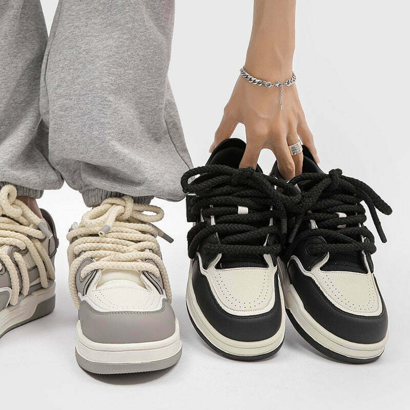 Phat Lace Sneakers - Cloud White/Fog Grey, Y2K Aesthetic Shoes for Women, Coquette Style Fashion Phat Lace Sneakers - Cloud White/Fog Grey, Y2K Aesthetic Shoes for Women, Coquette Style Fashion