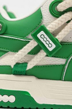 Phat Lace Sneakers - Cloud White/Lucky Green - Y2K Fashion Aesthetic Shoes for Women