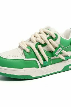 Phat Lace Sneakers - Cloud White/Lucky Green - Y2K Fashion Aesthetic Shoes for Women