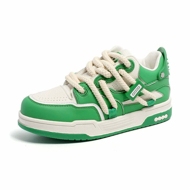Phat Lace Sneakers - Cloud White/Lucky Green - Y2K Fashion Aesthetic Shoes for Women Phat Lace Sneakers - Cloud White/Lucky Green - Y2K Fashion Aesthetic Shoes for Women
