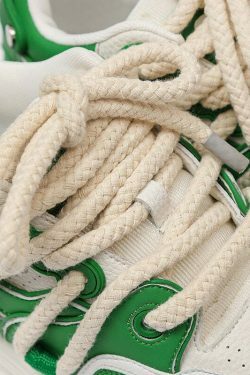 Phat Lace Sneakers - Cloud White/Lucky Green - Y2K Fashion Aesthetic Shoes for Women