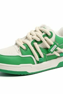 Phat Lace Sneakers - Cloud White/Lucky Green - Y2K Fashion Aesthetic Shoes for Women