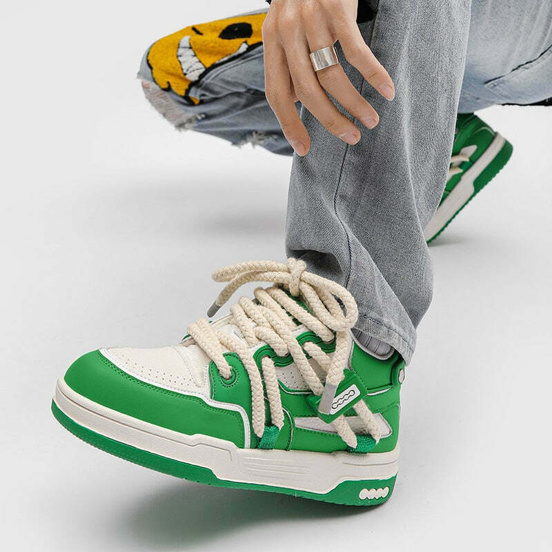 Phat Lace Sneakers - Cloud White/Lucky Green - Y2K Fashion Aesthetic Shoes for Women Phat Lace Sneakers - Cloud White/Lucky Green - Y2K Fashion Aesthetic Shoes for Women