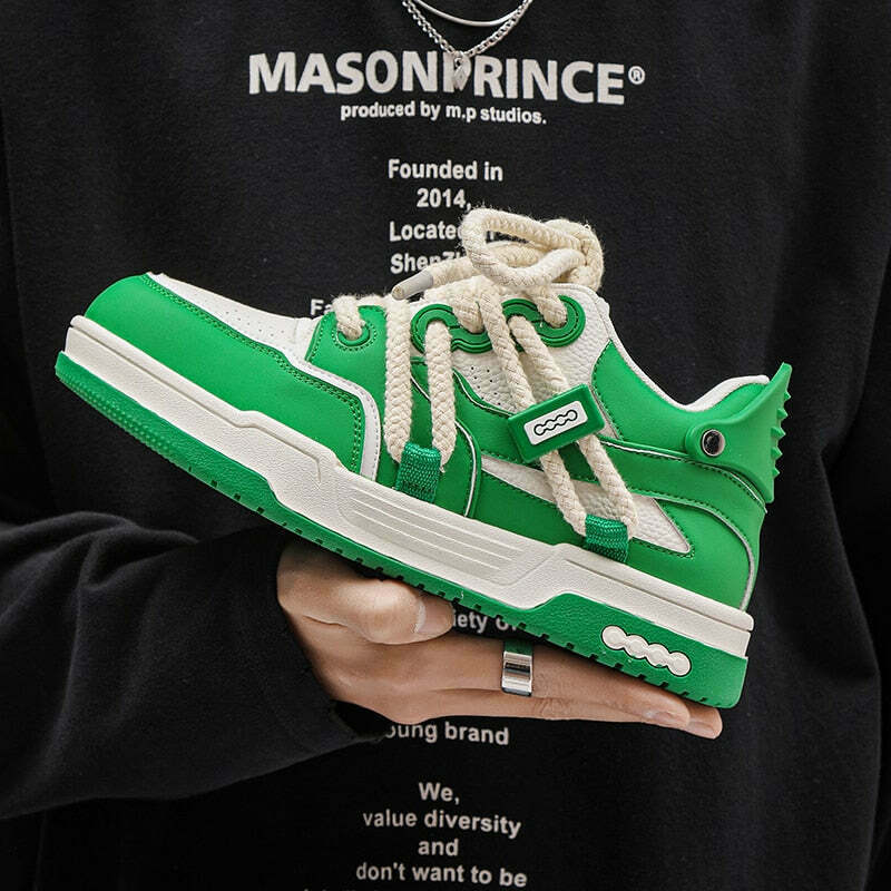 Phat Lace Sneakers - Cloud White/Lucky Green - Y2K Fashion Aesthetic Shoes for Women Phat Lace Sneakers - Cloud White/Lucky Green - Y2K Fashion Aesthetic Shoes for Women