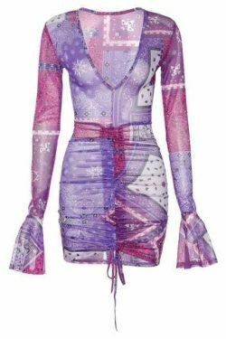 Pink & Red Paisley Mesh Dress - Y2K Fashion Statement with Coquette Aesthetic Twist