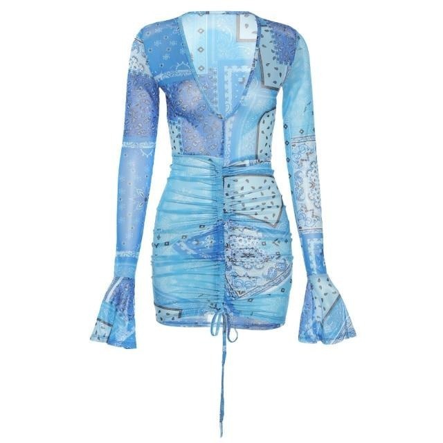 Pink & Red Paisley Mesh Dress - Y2K Fashion Statement with Coquette Aesthetic Twist