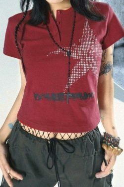 Pixel Star Baby Crop Top - Y2K Fashion Tee - Coquette Grunge Aesthetic - Cute
