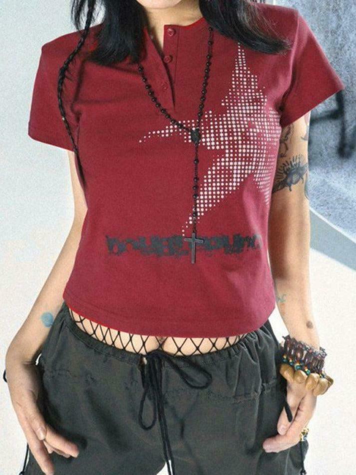 Pixel Star Baby Crop Top - Y2K Fashion Tee - Coquette Grunge Aesthetic - Cute Pixel Star Baby Crop Top - Y2K Fashion Tee - Coquette Grunge Aesthetic - Cute
