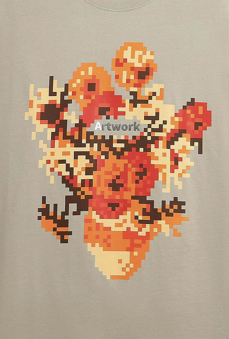 Pixelated Flowers Graphic Tee - Y2K Fashion Aesthetic Shirt for Women Pixelated Flowers Graphic Tee - Y2K Fashion Aesthetic Shirt for Women