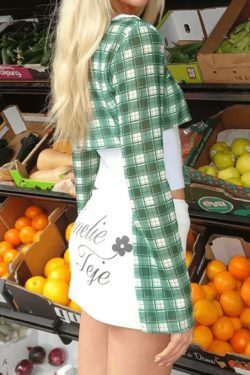 Plaid Lace Up Ultra Short Sleeve Tee - Y2K Aesthetic Grunge Coquette Style