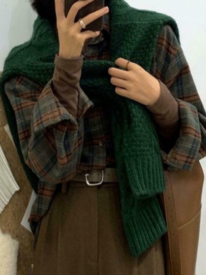 Plaid Print Loose Long Sleeve Blouse - Y2K Fashion Aesthetic - Coquette Style Grunge Outfits Plaid Print Loose Long Sleeve Blouse - Y2K Fashion Aesthetic - Coquette Style Grunge Outfits