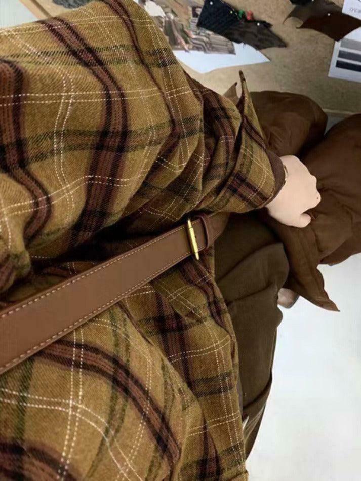 Plaid Print Loose Long Sleeve Blouse - Y2K Fashion Aesthetic - Coquette Style Grunge Outfits Plaid Print Loose Long Sleeve Blouse - Y2K Fashion Aesthetic - Coquette Style Grunge Outfits