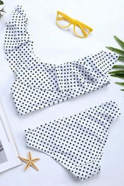 Polka Dot Backless Flounce Bikini: Y2K Fashion Swimwear - Coquette Aesthetic, Grunge Style