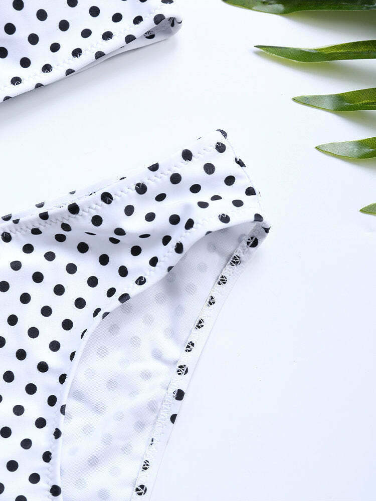 Polka Dot Backless Flounce Bikini: Y2K Fashion Swimwear - Coquette Aesthetic, Grunge Style Polka Dot Backless Flounce Bikini: Y2K Fashion Swimwear - Coquette Aesthetic, Grunge Style