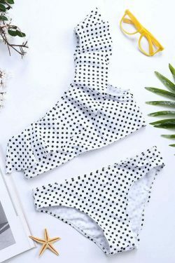 Polka Dot Backless Flounce Bikini: Y2K Fashion Swimwear - Coquette Aesthetic, Grunge Style