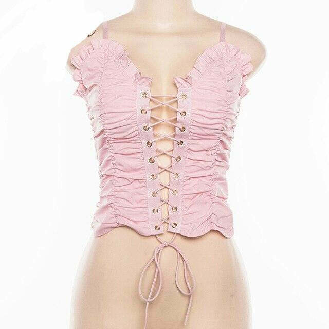 Princess Lace Up Top - Y2K Fashion - Coquette Aesthetic - Grunge Style - Cute Tops - Pastel Goth Princess Lace Up Top - Y2K Fashion - Coquette Aesthetic - Grunge Style - Cute Tops - Pastel Goth