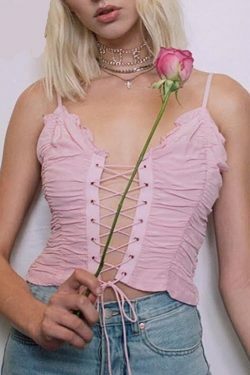 Princess Lace Up Top - Y2K Fashion - Coquette Aesthetic - Grunge Style - Cute Tops - Pastel Goth