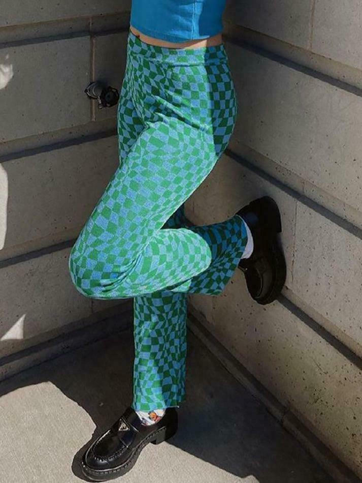 Psychedelic Checkerboard Print Wide-Leg Cargo Skirt for Y2K Aesthetic Fashion Psychedelic Checkerboard Print Wide-Leg Cargo Skirt for Y2K Aesthetic Fashion