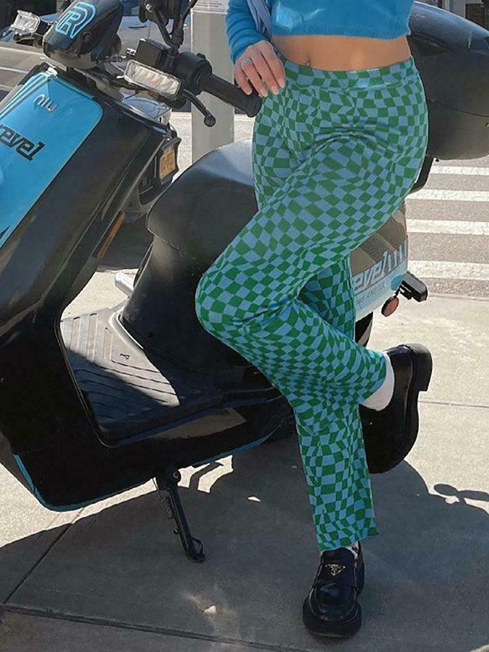 Psychedelic Checkerboard Print Wide-Leg Cargo Skirt for Y2K Aesthetic Fashion Psychedelic Checkerboard Print Wide-Leg Cargo Skirt for Y2K Aesthetic Fashion