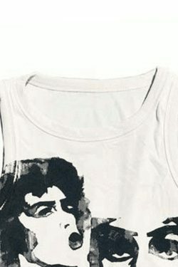 Quirky Face Print Crop Top - Y2K Aesthetic Fashion - Coquette & Grunge Vibes - Cute & Playful