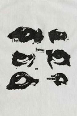 Quirky Face Print Crop Top - Y2K Aesthetic Fashion - Coquette & Grunge Vibes - Cute & Playful