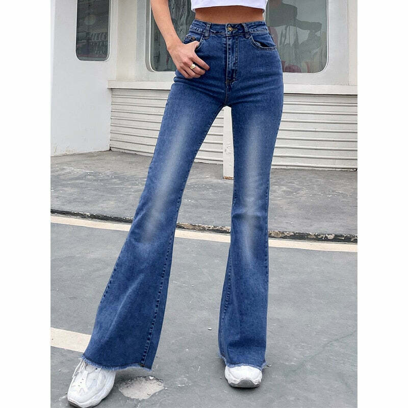 Radiant Ripple Jeans: Y2K Fashion Staple with a Coquette Aesthetic Twist Radiant Ripple Jeans: Y2K Fashion Staple with a Coquette Aesthetic Twist
