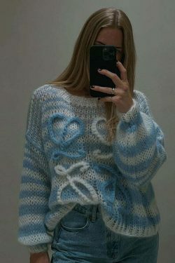 Rainbow Contrast Striped Sweater - Y2K Fashion Coquette Aesthetic Grunge Style Cute Tops Pastel Goth